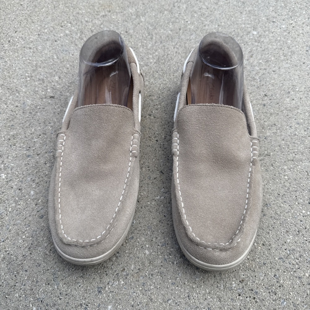 Clark Loafers Morven Sun Beige Suede Moccasin Slip On Shoes MEN'S  Size 8.5